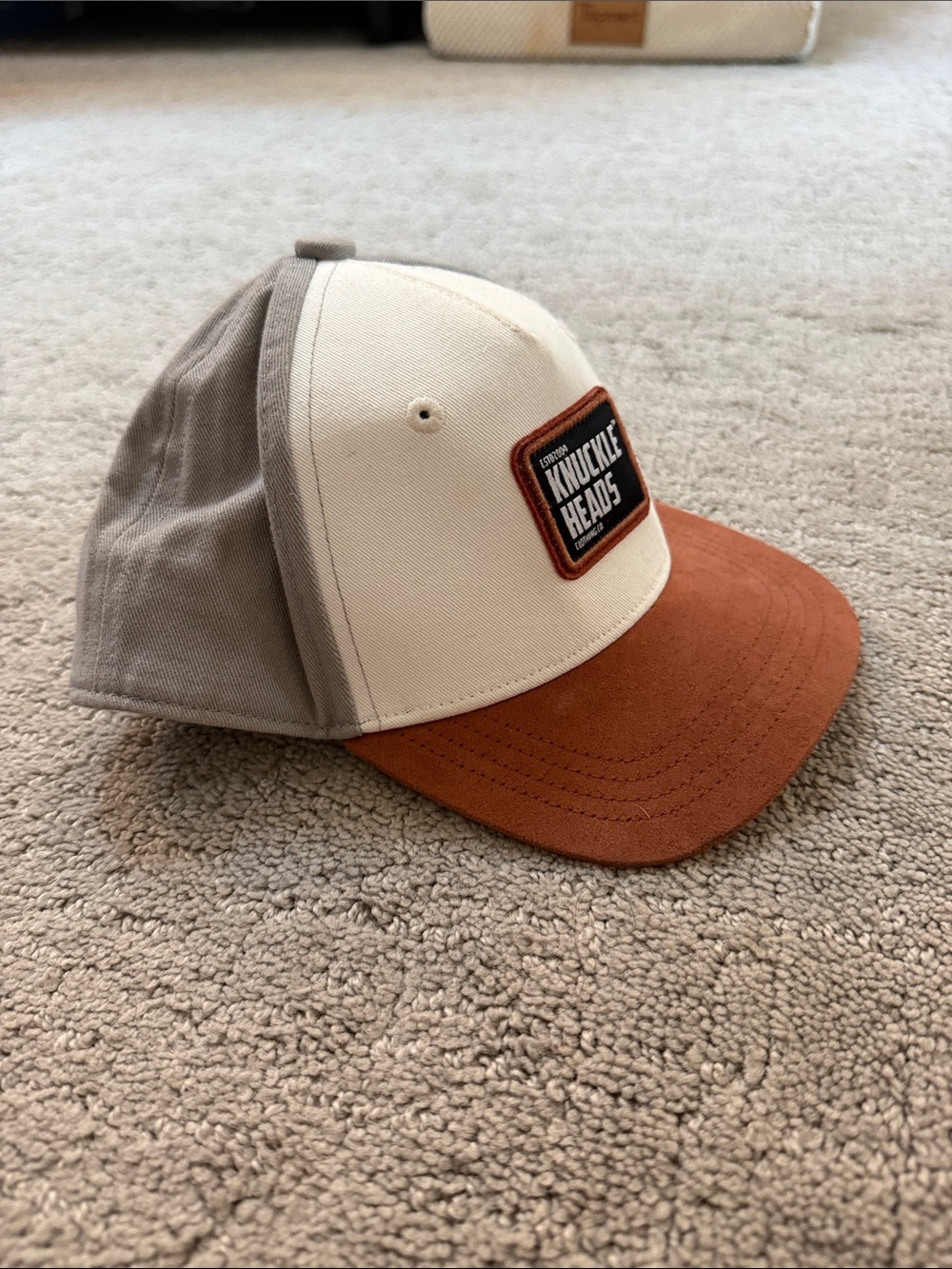 Knuckle Heads Baby Colorblock Trucker Hat - Cream, Gray & Rust